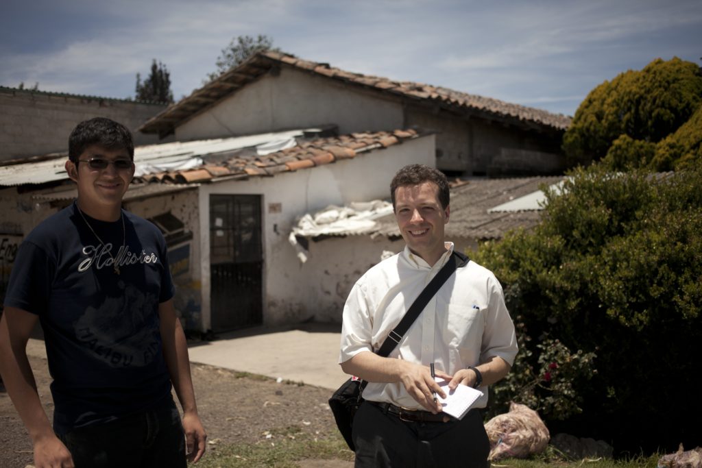 Daniel visits the old Ramos family home in Hidalgo, Mexico, accompanied by Isaias’ childhood friend Ponchito. Photo by Dominic Bracco II.